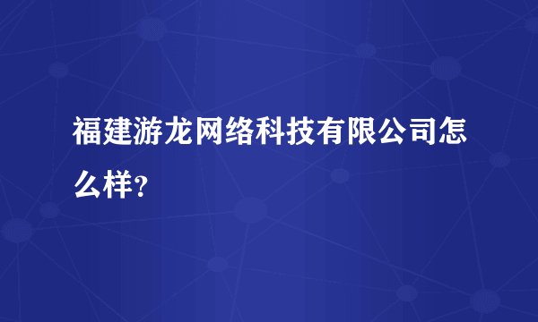 福建游龙网络科技有限公司怎么样？