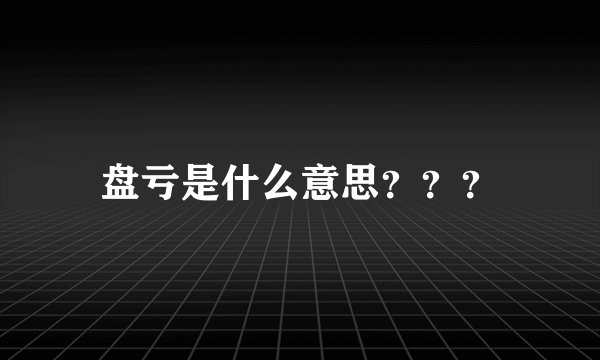 盘亏是什么意思？？？