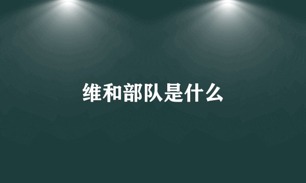 维和部队是什么