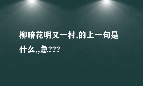 柳暗花明又一村,的上一句是什么,,急???