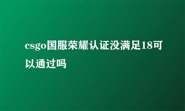 csgo国服荣耀认证没满足18可以通过吗