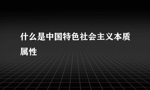 什么是中国特色社会主义本质属性