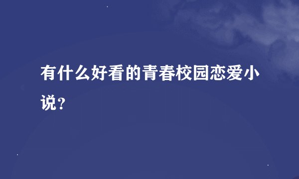 有什么好看的青春校园恋爱小说？