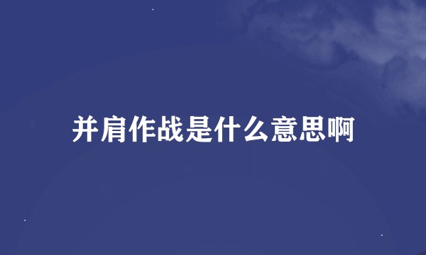 并肩作战是什么意思啊