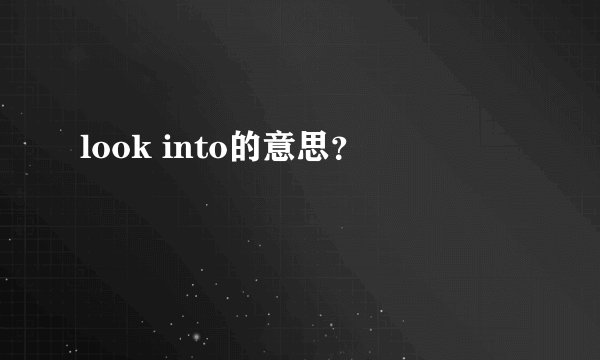 look into的意思？