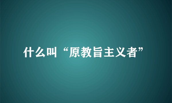 什么叫“原教旨主义者”