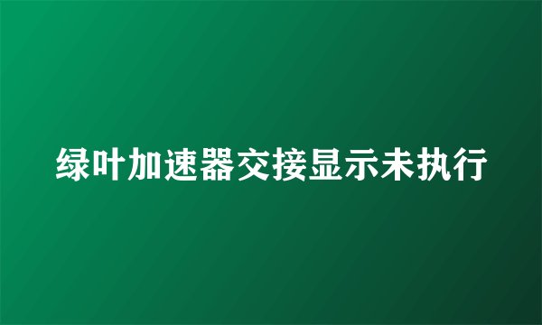 绿叶加速器交接显示未执行