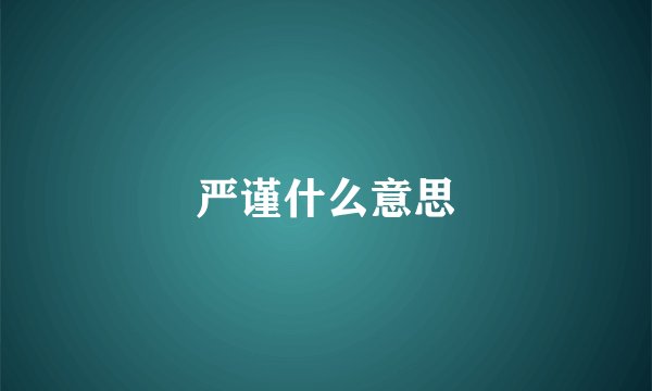 严谨什么意思