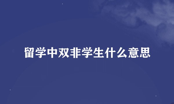 留学中双非学生什么意思
