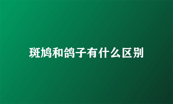 斑鸠和鸽子有什么区别