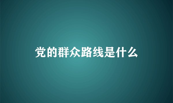 党的群众路线是什么