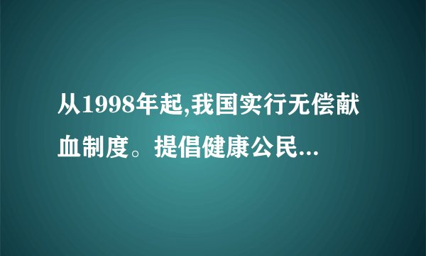 从1998年起,我国实行无偿献血制度。提倡健康公民无偿献血,有什么意义?