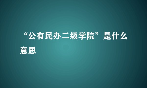 “公有民办二级学院”是什么意思
