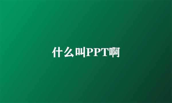 什么叫PPT啊
