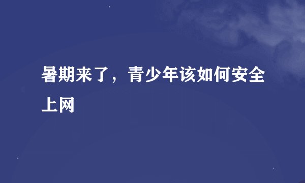 暑期来了，青少年该如何安全上网