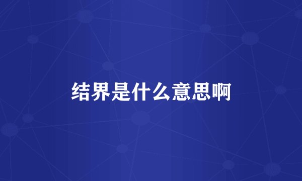 结界是什么意思啊