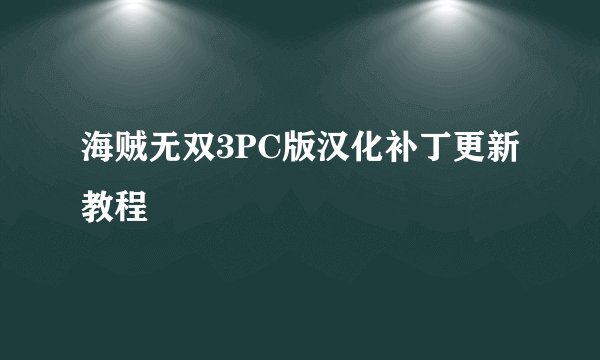 海贼无双3PC版汉化补丁更新教程