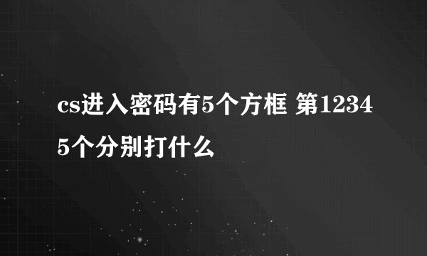 cs进入密码有5个方框 第12345个分别打什么