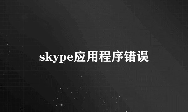 skype应用程序错误