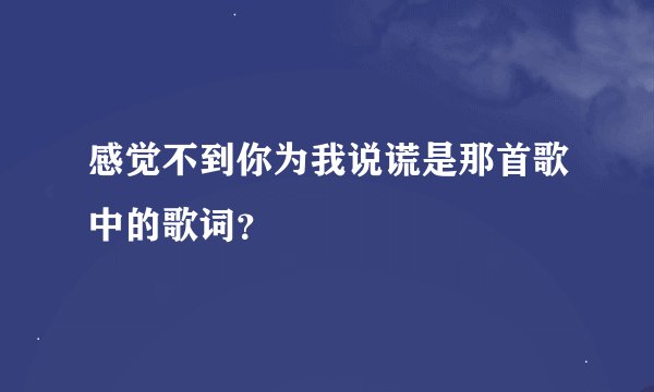 感觉不到你为我说谎是那首歌中的歌词？