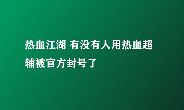 热血江湖 有没有人用热血超辅被官方封号了