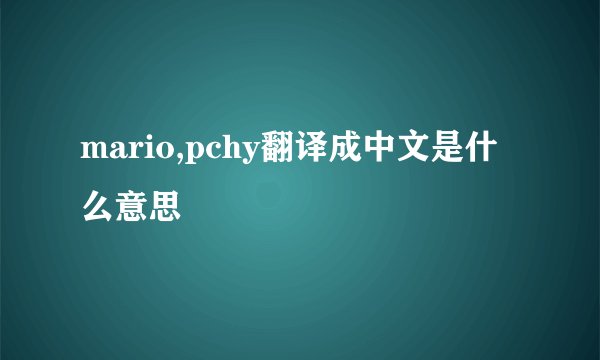 mario,pchy翻译成中文是什么意思