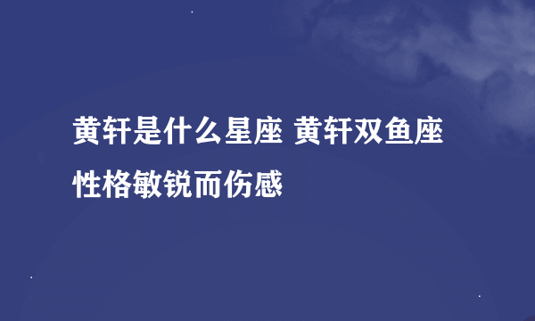 黄轩是什么星座 黄轩双鱼座性格敏锐而伤感