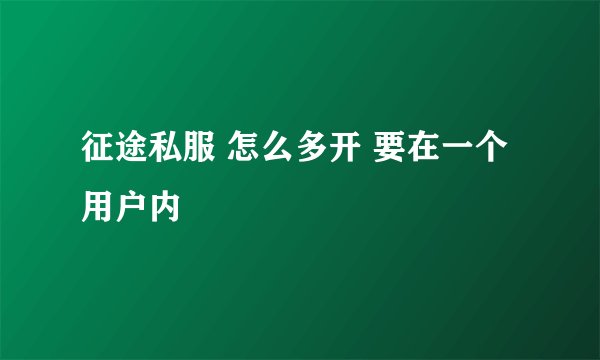征途私服 怎么多开 要在一个用户内