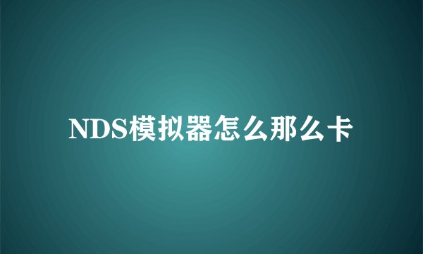 NDS模拟器怎么那么卡