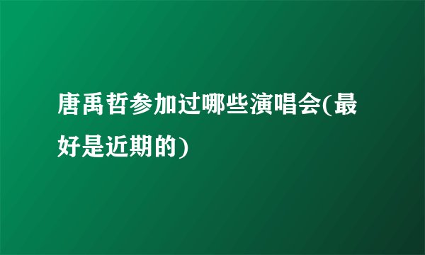 唐禹哲参加过哪些演唱会(最好是近期的)
