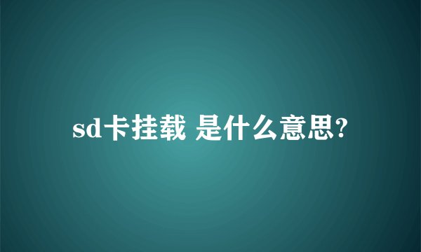 sd卡挂载 是什么意思?