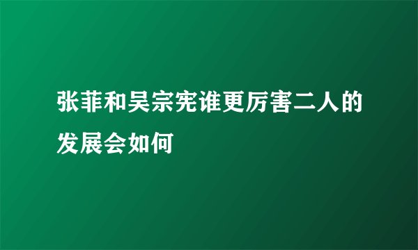 张菲和吴宗宪谁更厉害二人的发展会如何