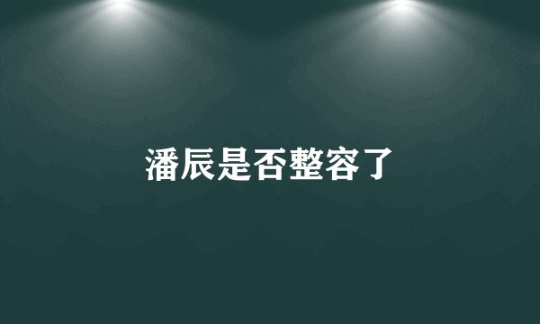 潘辰是否整容了