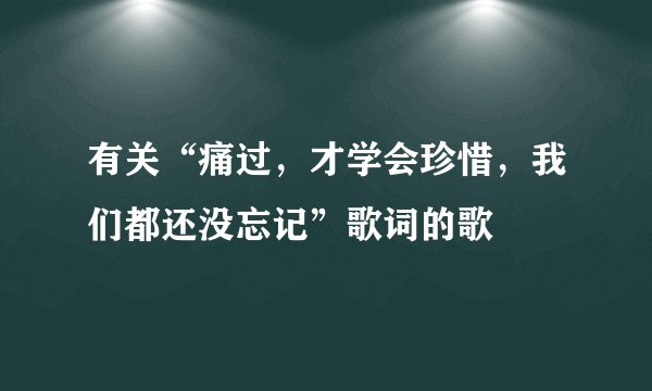 有关“痛过，才学会珍惜，我们都还没忘记”歌词的歌