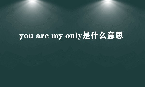you are my only是什么意思