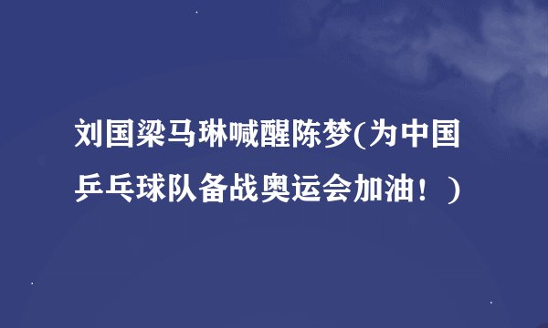刘国梁马琳喊醒陈梦(为中国乒乓球队备战奥运会加油！)