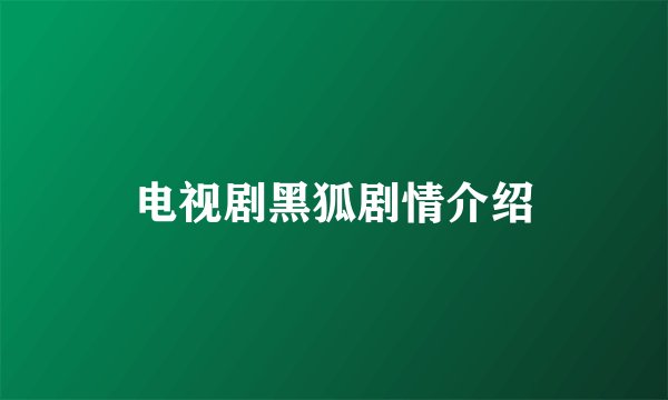 电视剧黑狐剧情介绍