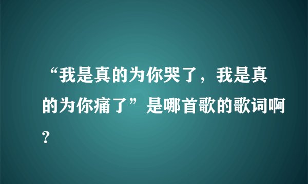 “我是真的为你哭了，我是真的为你痛了”是哪首歌的歌词啊？