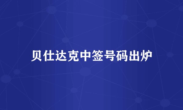 贝仕达克中签号码出炉