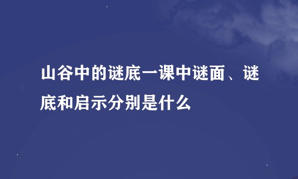 山谷中的谜底一课中谜面、谜底和启示分别是什么
