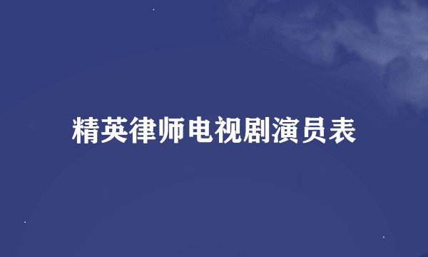 精英律师电视剧演员表