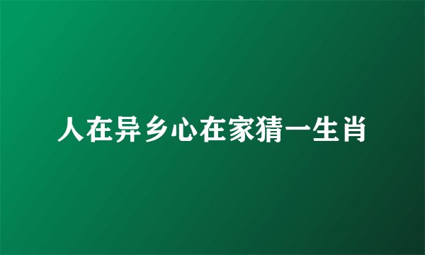 人在异乡心在家猜一生肖
