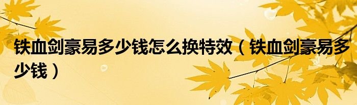 铁血剑豪易多少钱怎么换特效铁血剑豪易多少钱