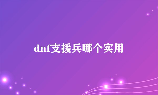 dnf支援兵哪个实用