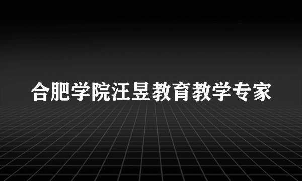 合肥学院汪昱教育教学专家