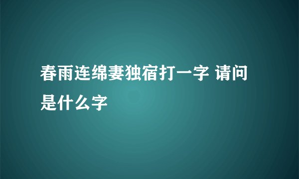春雨连绵妻独宿打一字 请问是什么字