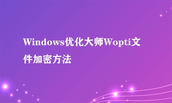 Windows优化大师Wopti文件加密方法