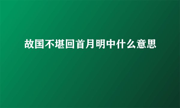 故国不堪回首月明中什么意思