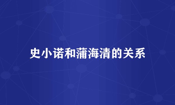 史小诺和蒲海清的关系