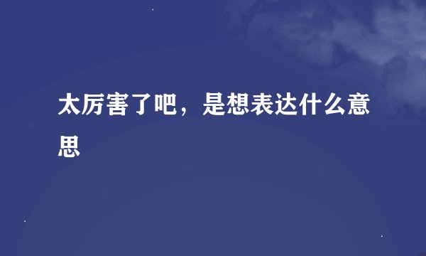 太厉害了吧，是想表达什么意思